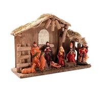 Statua di natività - Set e statuine della scena del presepe | Casa del presepe di Gesù | Set completo di Natale - Religioni - Statue in miniatura per scrivania, tavolo, davanzale della finestra