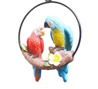 Statua di ornamento di uccello pappagallo appeso in resina, come un vero