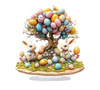 Statua di Pasqua piatta in acrilico - Ornamento per albero di uova di Pasqua 2D, decorazioni interne primaverili, centrotavola novità per le vacanze primaverili, figura di supporto Decorazione domesti