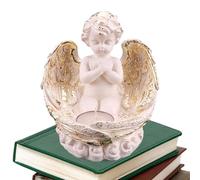 Statua di portacandele d'angelo,Candelieri votivi della statua di angelo cherubino vintage con colonna romana | Regali commemorativi della statuetta degli interni per il battesimo della Chiesa d