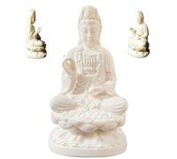 Statua di Quan Yin, intagliata a mano con vaso e trono di loto | Decorazioni per la casa per ufficio, sala di meditazione, altare zen., dettagliate.