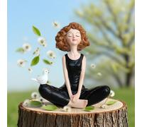 Statua di ragazza yoga, decorazione da tavolo dipinta a mano per camera da