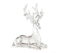Statua di renna lucida di lusso, 17,5 cm, elegante ornamento da scrivania | Design elegante e minimalista, finitura lucida lucida, materiale acrilico bianco, perfetto per salotti moderni