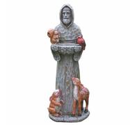 Statua di San Francesco d'Assisi da 11, 8 pollici, Mangiatoia per Uccelli Spirituale con Scoiattoli Uccelli Cervi Benedizione in Resina, Decorazione del Patio Prato di San Francesco, Mangiatoie per Uc