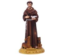 Statua di San Francesco d'Assisi - Ornamento da scrivania in resina con colomba e croce, statuetta classica durevole, ispirazione orante, collezione religiosa rinascimentale | Regalo devoto per la