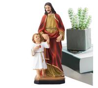 Statua di San Giuseppe e Gesù Bambino, statuette in resina di San Giuseppe da 21,3 cm, decorazione da collezione rinascimentale cattolica di San Giuseppe, che porta Gesù bambino, elegante decorazione