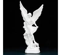Statua di San Miguel Arcangel bianca, 31,5 cm, statua di San Michele, statue di San Michele Arcangelo in resina, statuine da collezione di San Michele che sconfigge Satana, angelo religioso, adatto
