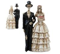 Statua di scheletro gotico della sposa e dello sposo, statuetta in resina | Scultura con teschio per sposi, per la decorazione della casa 'anniversario di matrimonio del giorno dei morti