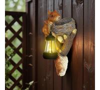 Statua di scoiattolo da giardino con luci solari, scultura da esterno a