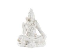 Statua di Shiva in resina bianca, posa da meditazione, scultura divinità indù, statue di dio indiano (13 centimetri)