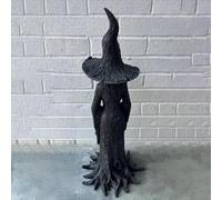 Statua di strega di Halloween in resina affascinante statua di strega ornamenti da scrivania retrò mago misterioso maledizione tema fantasia scura decorazione collezione vacanza (20 cm)