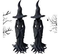 Statua di strega incantevole dipinta a mano - Guardiana mistica della casa, decorazione gotica vintage per mensole o veranda, statuetta di protezione dalla maledizione (2 pcs 12in)