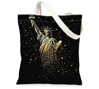 Statua di Tela Tote Bag per le donne, Artistico Moderno Stelle Scintille Nessuno Oro Lavabile Riutilizzabile Shopping Bag Idee per Sho, Oro, 13x15 Inch