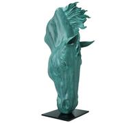 Statua di Testa di Cavallo in Bronzo da 20,5 Pollici - Scultura di Cavallo Che beve Ispirata all'Acqua Ferma, Arte equestre Realizzata al 100% a Mano per Un Elegante Arredamento per la casa e Regali