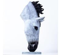 Statua di Testa di Cavallo in Bronzo da 20,5 Pollici - Scultura di Cavallo Che beve Ispirata all'Acqua Ferma, Arte equestre Realizzata al 100% a Mano per Un Elegante Arredamento per la casa e Regali