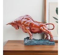 Statua di Toro in Bronzo Che Carica - Scultura in Bronzo Artigianale da 16,1" L, Simbolo Potente di Forza e prosperità per la casa, L'Ufficio o la scrivania direzionale