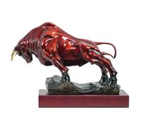 Statua di Toro in Bronzo Che Carica - Scultura in Bronzo Artigianale da 16,1" L, Simbolo Potente di Forza e prosperità per la casa, L'Ufficio o la scrivania direzionale