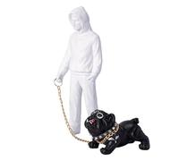 Statua di Uomo e Cane | Piccola Statua Desktop - Decorazione del Cane | Fine Mano di, Resina Home Decor Craft, una Figura di un Che tiene un Cucciolo, decoraci