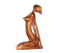 Statua di Yoga in Legno - Statuetta meditante per la decorazione della casa | Scultura di Yoga scolpita a Mano per il Salone, lo studio, la Galleria accento tavolo giardino Zen, deco
