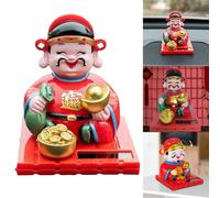 Statua Dio della Ricchezza Feng Shui Annuendo con Energia Solare per Prosperità