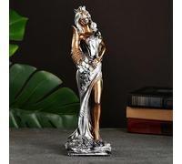 Statua Divina Fortuna - Dea - Finitura Oro e Argento - Figurina Fatta a Mano per Interni Decorazione per la Casa - Scultura da Collezione da 11,4 Pollici