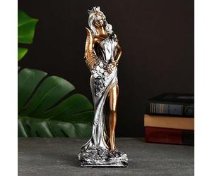 Statua Divina Fortuna - Dea - Finitura Oro e Argento - Figurina Fatta a Mano per Interni Decorazione per la Casa - Scultura da Collezione da 11,4 Pollici