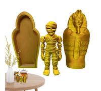 Statua egiziana, statuetta mummia stampata in 3D con giunti mobili e sarcofago, artefatto decorativo per scrivania, esposizione domestica, feste e decorazioni da collezione, uso da collezione