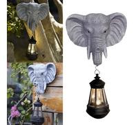 Statua Elefante Energia Solare Decorazione Giardino per Esterno Prato Patio Figu