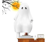 Statua fantasma - Seduto Ghost, 8 cm Halloween Statua - Mini figura in resina bianca circa 94 g perfetta per tavoli da tavolo e tasche per scaffali da camino popolari come coll