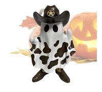 Statua fantasma - Spirito di cowboy con stivali e figura decorativa del cappello, statua fantasma con stivali e cappello | Decorazione artistica in resina per il design degli interni di Halloween al