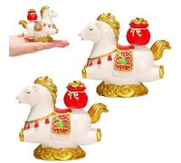 Statua Feng Shui, anno cinese del cavallo, 2026, nuovo denaro fortunato cinese, attira ricchezza, decorazione per la casa per ricchezza e successo, cavallo della fortuna con lingotto d'oro e zucca