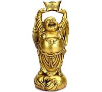 Statua Feng Shui in Ottone Buddha Mani in Alto Ornamento Che Ride con Figurine Yuan Bao, ricchezza e Decorazione per l'home Office Benedici la prosperità per Il Regalo 0825