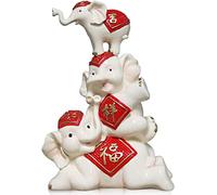 Statua Feng Shui, Statua Elefante Decorazioni per La Casa, Padre Elefante E 2 Vitelli Che Giocano sul Retro Scultura, Figurine di Famiglia Decorazione Regali Regalo di Benedizione
