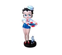 Statua figua di Betty Boop in resina da poggiare a terra con salvagente e cane