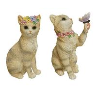 STATUA GATTO SEDUTO CON FIORI 10,5CM MARRONE MODELLO ASSORTITO