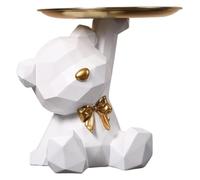 Statua Geometrica dell'Orso con Vassoio, Portachiavi dal Design Sofisticato, Svuotatasche con Stile per l'Ingresso, Ciotola per Chiavi con Figurina dell'Orso, Scultura Decorativa Portaoggetti ( Colore