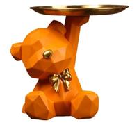 Statua Geometrica dell'Orso con Vassoio, Portachiavi dal Design Sofisticato, Svuotatasche con Stile per l'Ingresso, Ciotola per Chiavi con Figurina dell'Orso, Scultura Decorativa Portaoggetti ( Colore