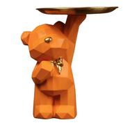 Statua geometrica di orso come decorazione da tavolo, vassoio da pavimento in resina, simpatico vassoio portaoggetti per rossetto, gioielli e ufficio