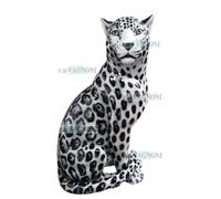 Statua Giaguaro bianco e nero in ceramica cm 88 animali arredo casa villa lusso