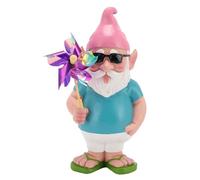 Statua gnomo da giardino con mulino a vento, decorazione esterna in resina artificiale fatta a mano, decorazione stravagante per prato e cortile come regalo per il giardino di casa