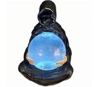 Statua gotica che inquieta i mietitori con sfera di cristallo galleggiante illuminata, decorazione spettrale per la casa, Halloween, 15 x 9 x 9 cm