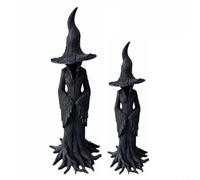 Statua gotica della strega di Halloween, statuetta artigianale in resina di alta qualità con radici intrecciate e cappello a punta (20 cm/30 cm), arte scura da collezione per altari, librerie e