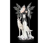 Statua Grande Di Fantasia Con Lupo - Guardiano Della Luna