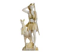 Statua greca Dea Artemide Diana Natura Luna Dorata Alabastro 17 cm