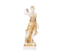 Statua Greca Della Dea Diana Artemis Luna Color Oro Statuetta in Alabastro Fatta a Mano in Grecia 15 cm