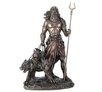 Statua Hades God of Underworld & Cerberus in bronzo fuso a freddo e resina 30...