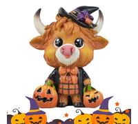 Statua Highland Cow Halloween, Scultura Bestiale Scozzese per Casa, Figurina Di In Resina Ornamento Decorazione Per Casa Tavolo Scaffale Per Miglioramento Ambiente Halloween