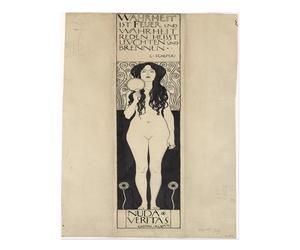 Statua impressionista Gustav Klimt "Nuda Veritas" arte murale Art Nouveau