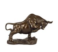 Statua in Bronzo del Toro di Wall Street, Scultura in Rame al 100% Raffigurante Un Toro Che Carica, Statuetta di Un Animale Che combatte Contro Il Mercato azionario, per Regali di Decorazioni per la