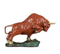 Statua in Bronzo del Toro di Wall Street, Scultura in Rame al 100% Raffigurante Un Toro Che Carica, Statuetta di Un Animale Che combatte Contro Il Mercato azionario, per Regali di Decorazioni per la